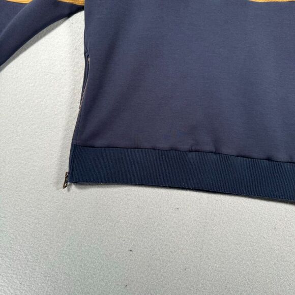 Makobi Crewneck Sweatshirt Mens 2X Blue Brown Striped Pullover Side Zip Heavy - Picture 11 of 14